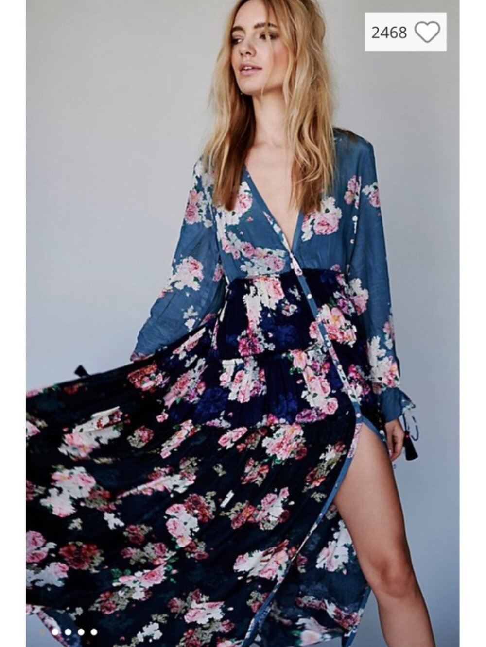 RARE Free People Maxi Dress Floral Print 100% Viscose Rare rose